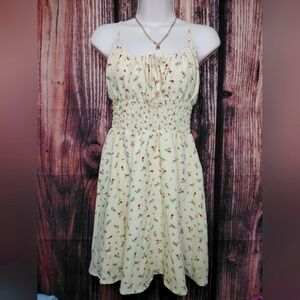 Speing Yellow Floral Print Summer Dress